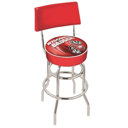 Holland Bar Stool Co 30" Chrome 2-Ring Wisconsin "Badger" Swivel Bar Stool, Back L7C430WI-Bdg-D2